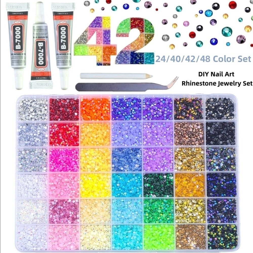 Nail Art Jelly - Набор разноцветных страз из смолы: блестящие