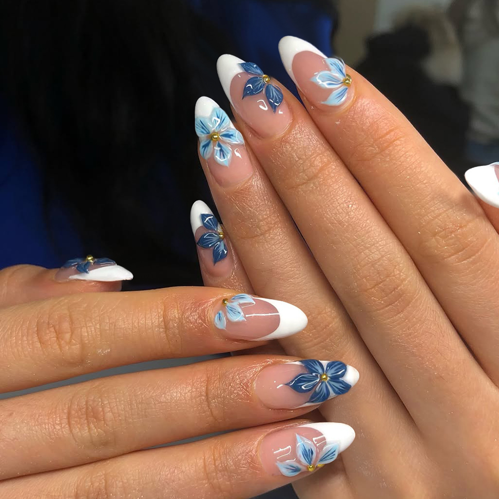 Nail Art Jelly - 24 шт., миндальный 3d гель-цветок, белый