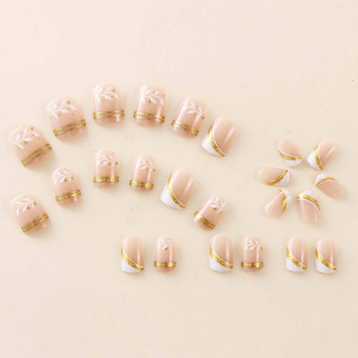 Nail Art Gliter - Накладные ногти Nude Short Square Press