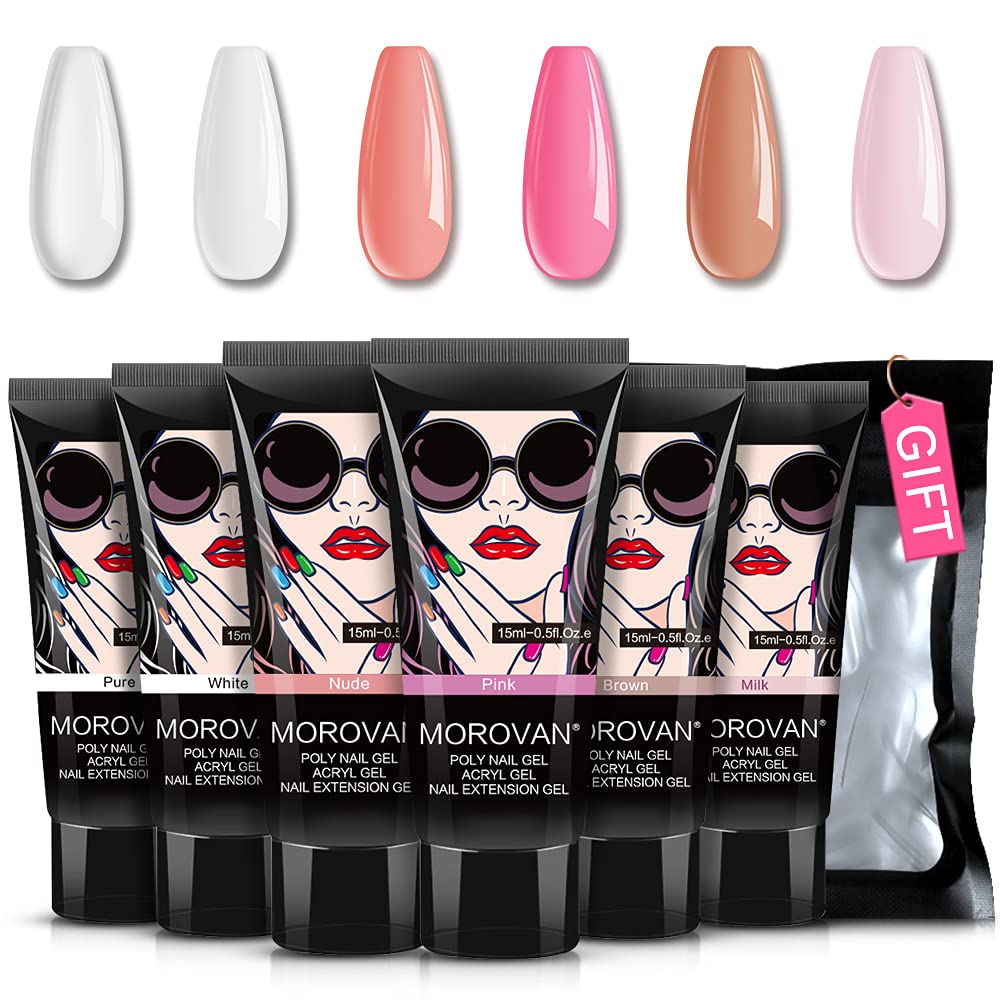 Polygel Nail Kit - Набор для наращивания ногтей, 6 цветов,