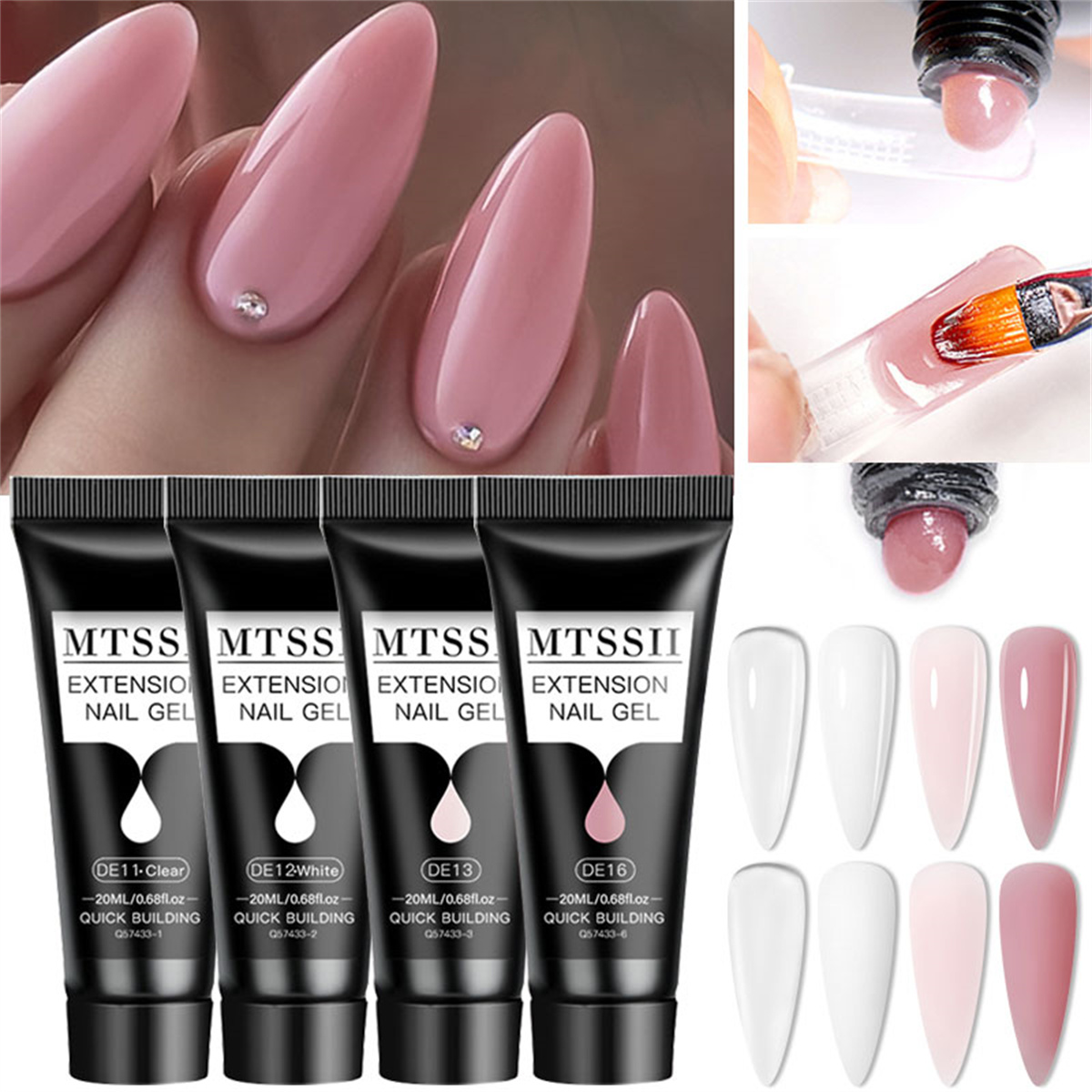 Polygel Nail Kit - Набор полигелей для наращивания ногтей 20