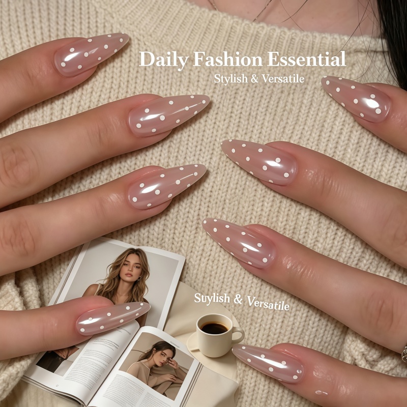 Nail Art Simple Elegant - 24 шт. блестящих накладных ногтей телесного