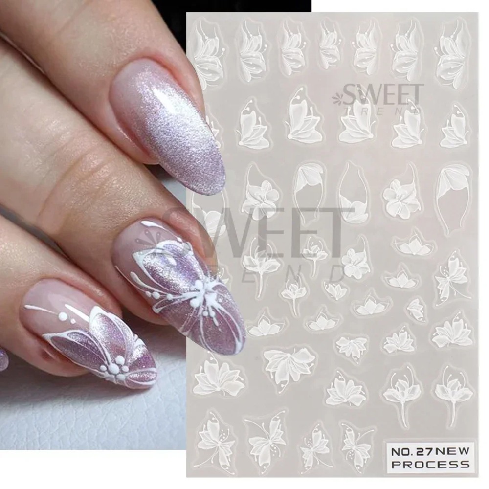 Белый кружевной цветок, наклей – обзор и цена Nail Art Simple Elegant