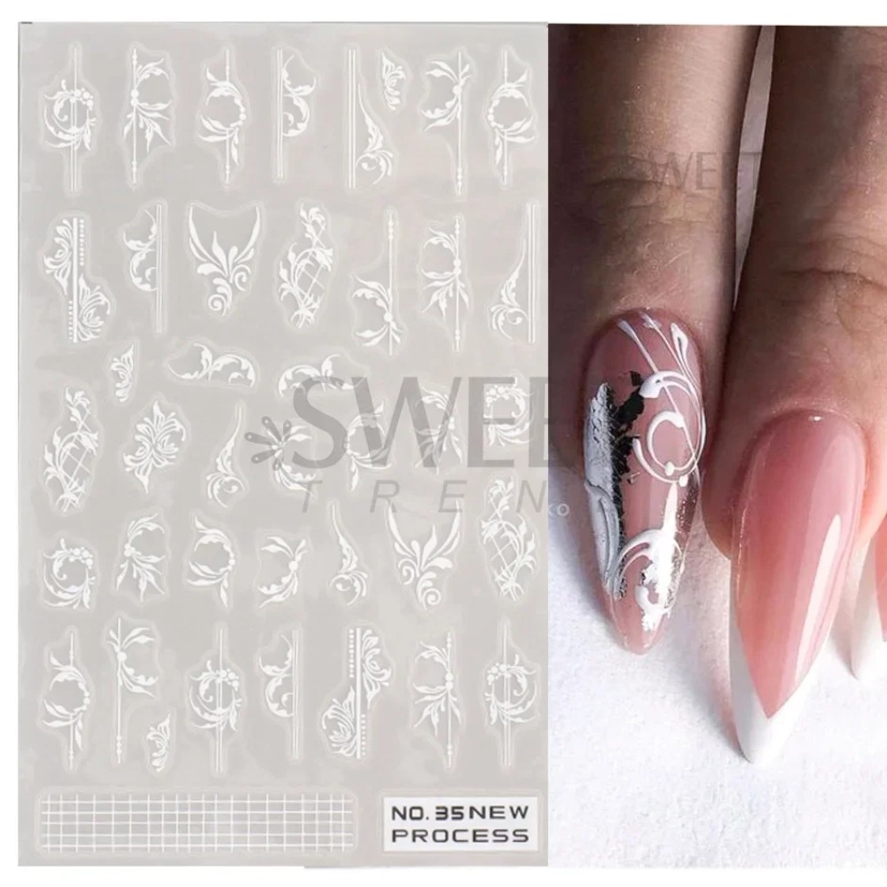 Белый кружевной цветок, наклей – обзор и цена Nail Art Simple Elegant