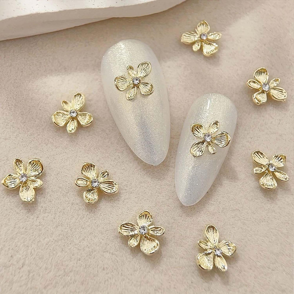 10 шт., золотые стразы, цветы, – обзор и цена Nail Art Lilac