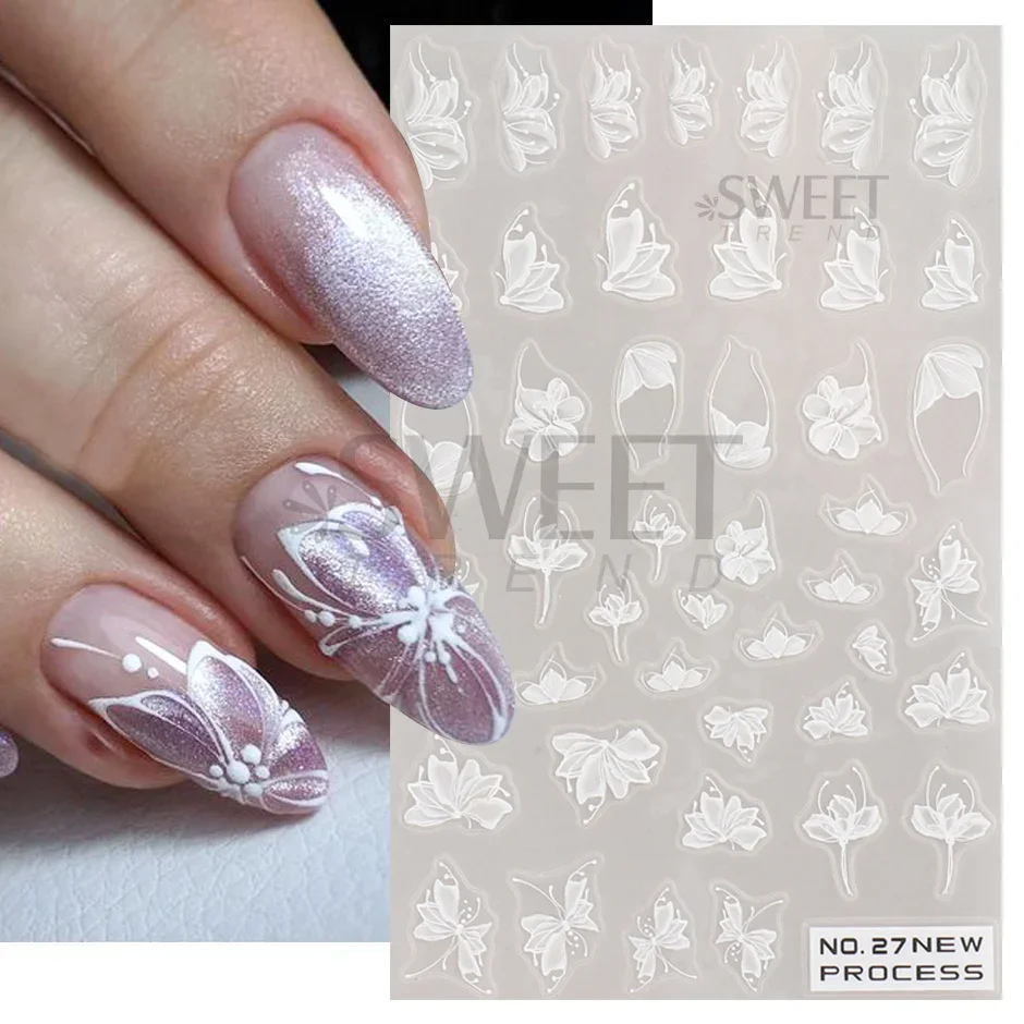 Белый кружевной цветок, наклей – обзор и цена Nail Art Simple Elegant