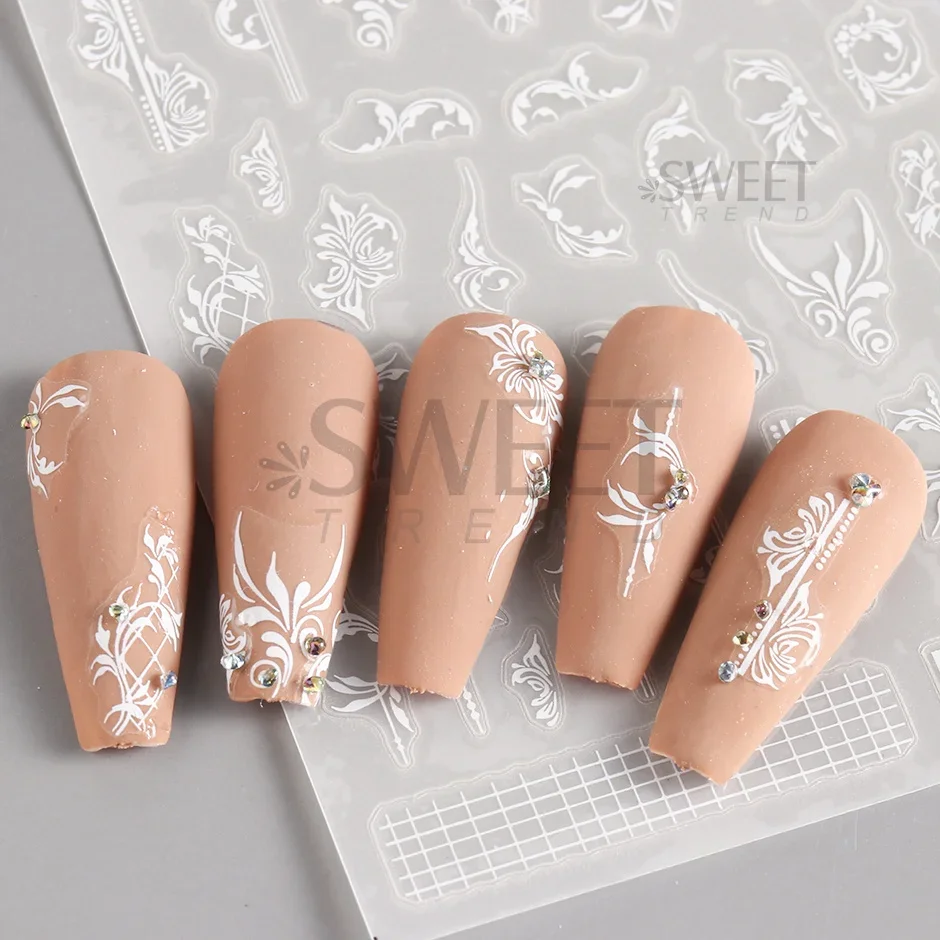 Белый кружевной цветок, наклей – обзор и цена Nail Art Simple Elegant