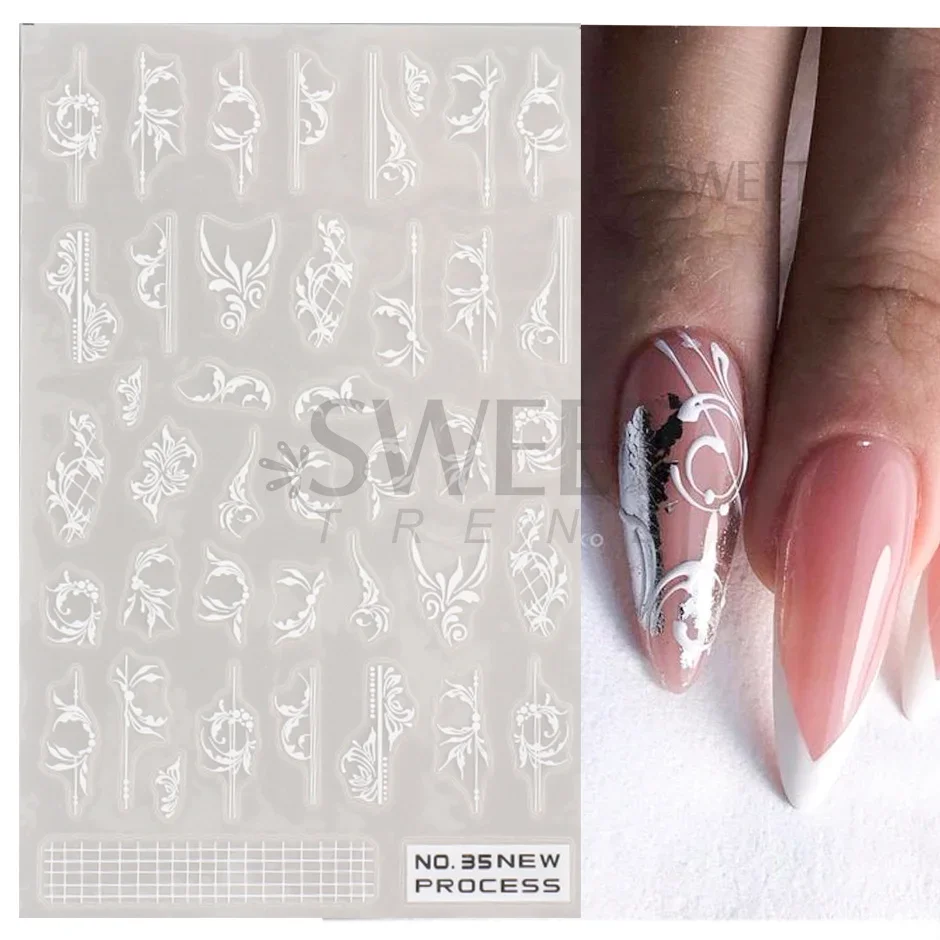 Белый кружевной цветок, наклей – обзор и цена Nail Art Simple Elegant