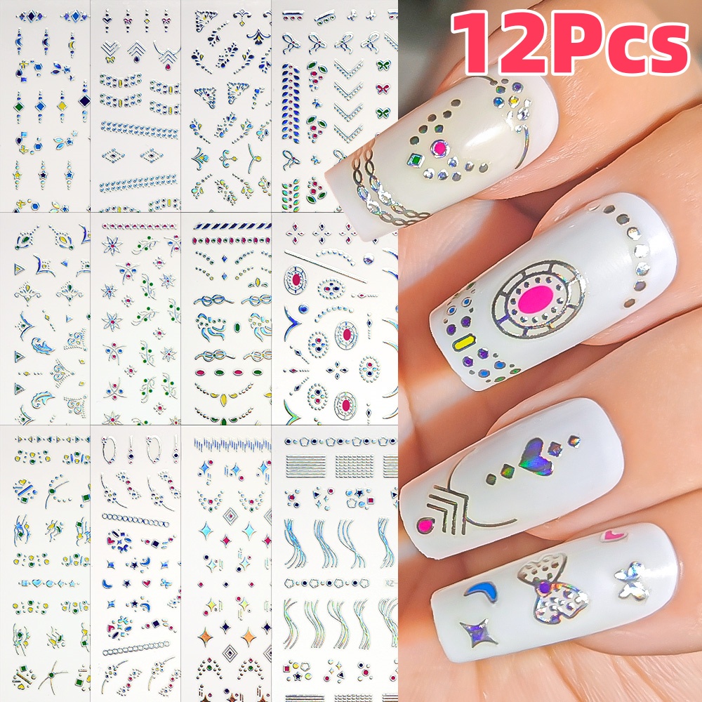 12 шт., 3D серебристые геометр – обзор и цена Nail Art Simple Elegant