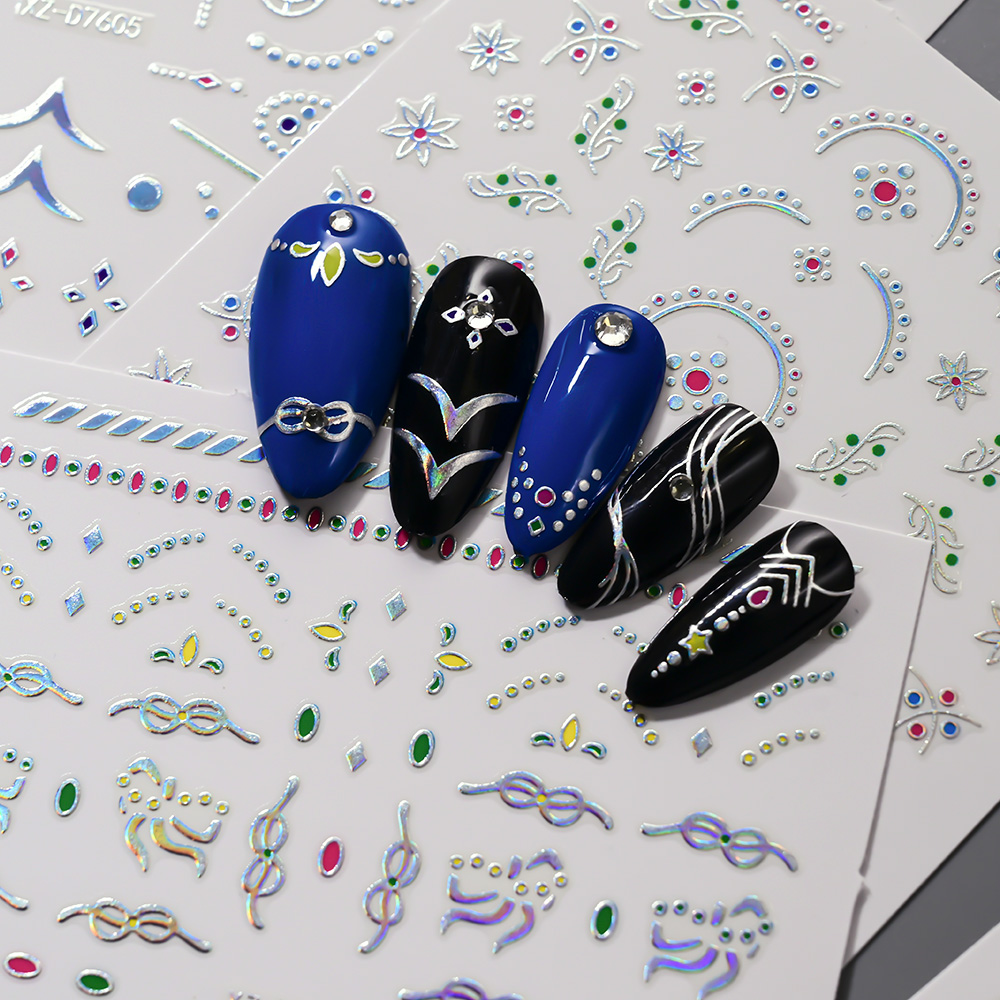 12 шт., 3D серебристые геометр – обзор и цена Nail Art Simple Elegant